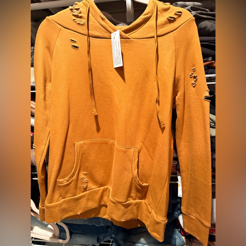 Chelsea DeBoer by Lily & Lottie distressed hoodie tan NWT